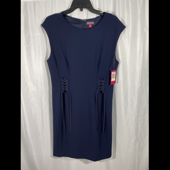 NWT Vince Camuto Side Lace Ponte Dress 14 Sky Blue - Picture 2 of 12